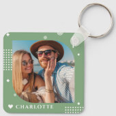 Monogram Naam Foto Trendy Simple Modern Sleutelhanger (Achterkant)