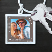 Monogram Naam Foto Trendy Simple Modern Sleutelhanger