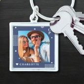 Monogram Naam Foto Trendy Simple Modern Sleutelhanger