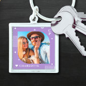 Monogram Naam Foto Trendy Simple Modern Sleutelhanger