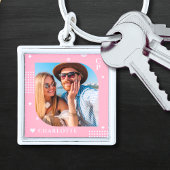 Monogram Naam Foto Trendy Simple Modern Sleutelhanger