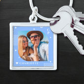 Monogram Naam Foto Trendy Simple Modern Sleutelhanger