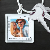 Monogram Naam Foto Trendy Simple Modern Sleutelhanger