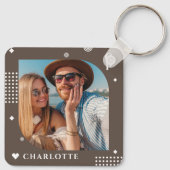 Monogram Naam Foto Trendy Simple Modern Sleutelhanger (Achterkant)