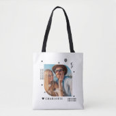 Monogram Naam Foto Trendy Simple Modern Tote Bag (Voorkant)