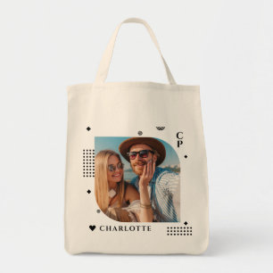 Monogram Naam Foto Trendy Simple Modern Tote Bag