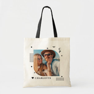 Monogram Naam Foto Trendy Simple Modern Tote Bag