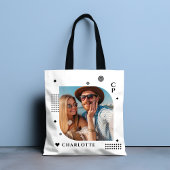 Monogram Naam Foto Trendy Simple Modern Tote Bag