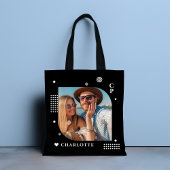 Monogram Naam Foto Trendy Simple Modern Tote Bag