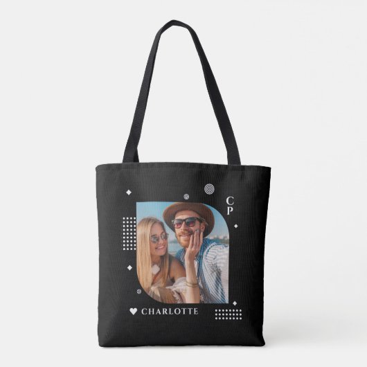 Monogram Naam Foto Trendy Simple Modern Tote Bag (Achterkant)