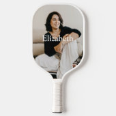 Monogram Naam Foto Trendy Stylish Women Mannen Pickleball Paddle (Achterkant)