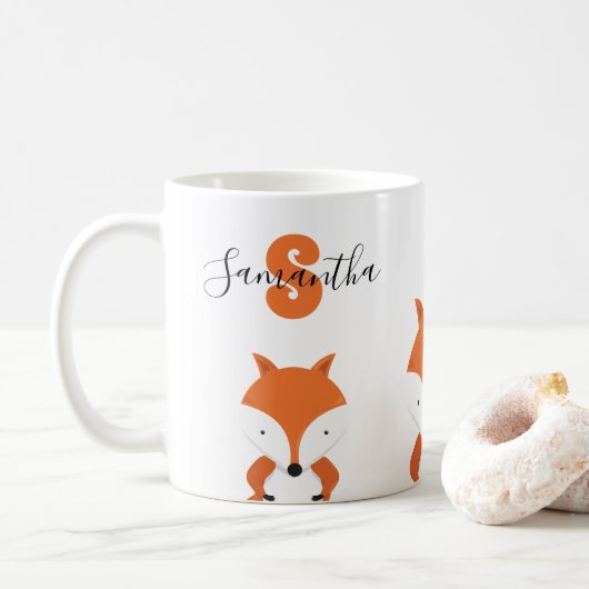 Monogram Naam Fox Koffiemok (Met donut)