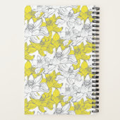 Monogram naam geel grijs wit bloem bloemen  notitieboek (Achterkant)