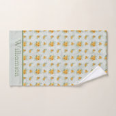 Monogram Naam Geel Groen Floral Katoen Bad Handdoek (Handdoek)