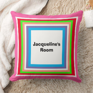 Monogram Naam Geometrisch Roze Groen Rood Kussen