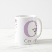 Monogram & naam Georgia bloempatroon Koffiemok (Voorkant rechts)