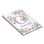 Monogram & naam Georgia met bloemen Notitieboek (Rechterzijde)