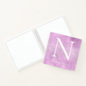 Monogram Naam Gepersonaliseerd Paarse kristallen Notitieboek (Binnen)