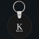 Monogram naam gepersonaliseerd zwarte elegant mode sleutelhanger<br><div class="desc">Moderne mannen monogrammed stijlvolle sleutelhanger met zwart-wit script (verwisselbare kleuren).          Personaliseer het met naam en de brief van het initiaal. Het kan een klassiek geschenk zijn voor een vriend,  echtgenoot,  vader,  oom op zijn verjaardag,  Kerstmis,  of enige andere verjaardag of gelegenheid.</div>
