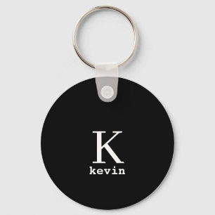 Monogram naam gepersonaliseerd zwarte elegant mode sleutelhanger