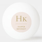 Monogram Naam Gepersonaliseerde Blush Pink Gold Pingpongbal (Achterkant)