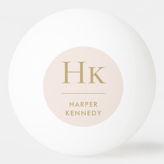 Monogram Naam Gepersonaliseerde Blush Pink Gold Pingpongbal (Achterkant)