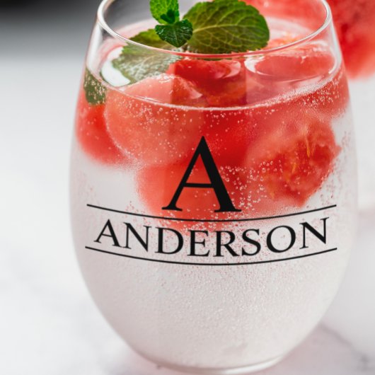 Monogram naam gepersonaliseerde klassieker wijnglas zonder voet