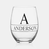 Monogram naam gepersonaliseerde klassieker wijnglas zonder voet (Voorkant)