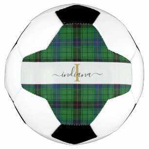 Monogram Naam Geruite Typografie Landelijke Tartan Voetbal