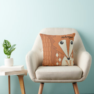 Monogram & Naam gestileerde FOX Abstracte geometri Kussen