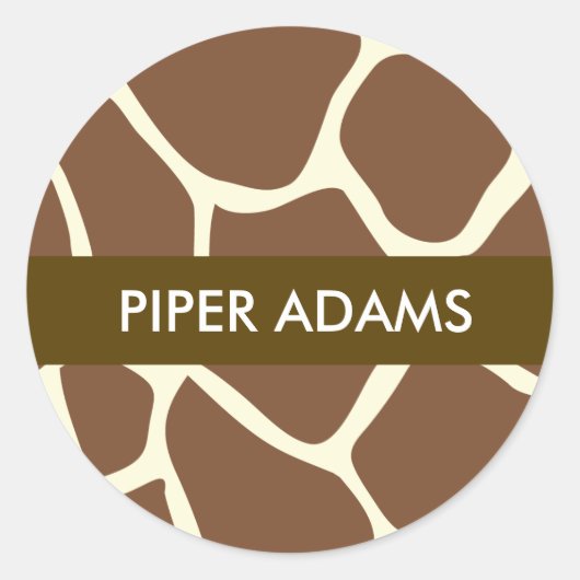 Monogram Naam Giraffe Print Stickers (Voorkant)