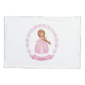Monogram Naam Girl Pink Princess Kussensloop (Achterkant)
