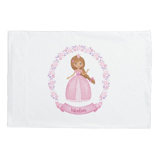 Monogram Naam Girl Pink Princess Kussensloop (Achterkant)