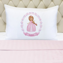 Monogram Naam Girl Pink Princess Kussensloop