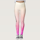 Monogram Naam Girly Pink Trees Natuur Wit Leggings (Voorkant)