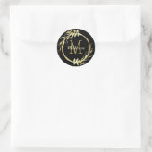 Monogram naam Gold Black met kerstmis Ronde Sticker (Tas)