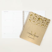 Monogram naam Gold Glitter Stars 2023 Planner (Display)