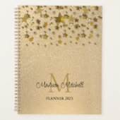Monogram naam Gold Glitter Stars 2023 Planner (Voorkant)
