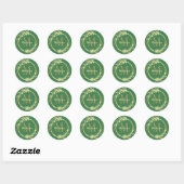 Monogram naam Gold Green Kerstmis Wreate Ronde Sticker (Vel)