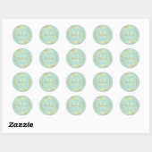 Monogram naam Gold Mint Green Kerstmis Wreate Ronde Sticker (Vel)
