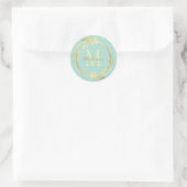 Monogram naam Gold Mint Green Kerstmis Wreate Ronde Sticker (Tas)