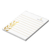 Monogram Naam Golden Leaves Gold Lined Notitieblok (Linkerzijde)