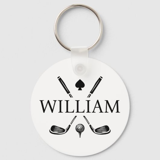 Monogram naam Golf Clubs Ace | Kies uw kleur Sleutelhanger (Achterkant)