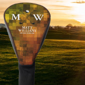 Monogram (naam golfer & initialen) bruinachtig-ora golfheadcover