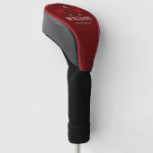 Monogram (naam golfer & initialen) donkerrood golfheadcover (Schuin)