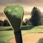 Monogram (naam golfer & initialen) geel groen golfheadcover
