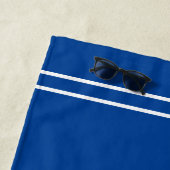 Monogram/Naam Goud/Wht Tekst What Strepen, Diep Bl Strandlaken (In situ)