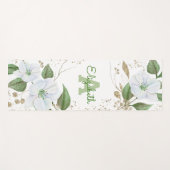 Monogram Naam Goud Wit Waterverf Bloemenschrift Yogamat (Voorkant (horizontaal))