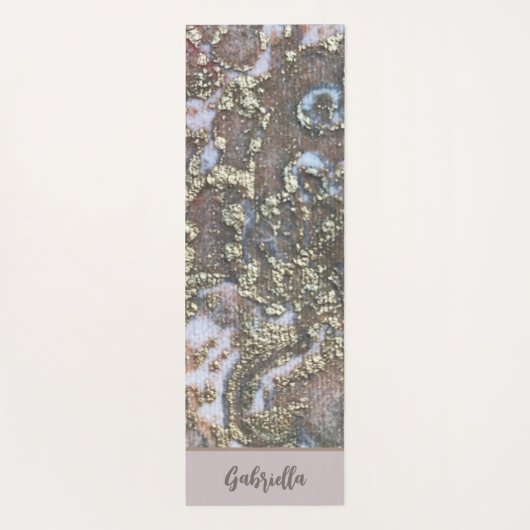 Monogram naam goudblush roze tan bloemig abstract yogamat (Achterkant)