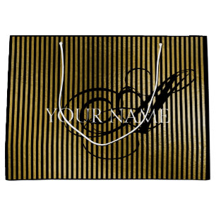 Monogram Naam Gouden Strepen Luxe Merk Schoonheid Groot Cadeauzakje